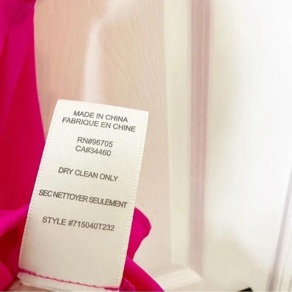REBECCA TAYLOR Charlie Top 100% Silk Fuschia Barbiecore Size‎ 2 - Picture 5 of 7